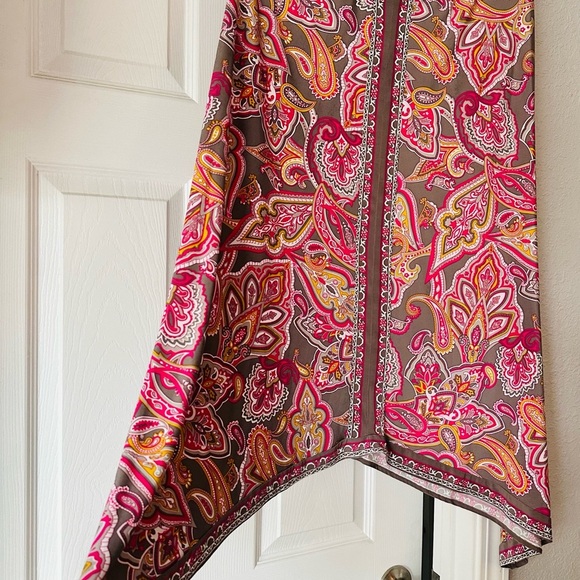 INC International Concepts Pink and Brown Paisley Midi Skirt - Picture 2 of 4